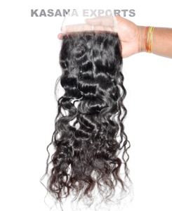 Vente en gros d'extensions de cheveux humains indiens bouclés à double trame 5*5 fermeture naturelle pour femmes noires cuticule alignée machine non traitée - Product Image 5