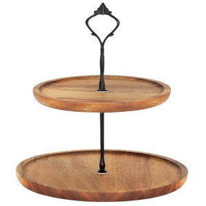 Présentoir à gâteau carré en bois d'acacia à 2 niveaux, présentoir élégant en bois pour cupcake et dessert pour boulangerie et décoration intérieure - Product Image 4