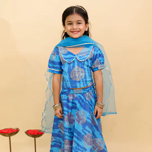 Diseñador Impreso Pure Cotton party Wear y Festival lehengas Choli con dupatta, Garba Choli Para niñas - Product Image 1
