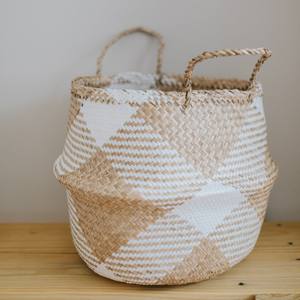 Best Price Large White Patterned <b>Basket</b> Cotton Rope <b>Laundry</b> <b>Basket</b> with Handles Decorative Storage <b>Basket</b> for Clothes and Toys - Product Image 6