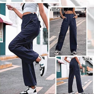 Pantalón de carga suelto estilo exterior con bolsillo duradero costura funcional nuevo estilo pantalón de carga para mujer - Product Image 4