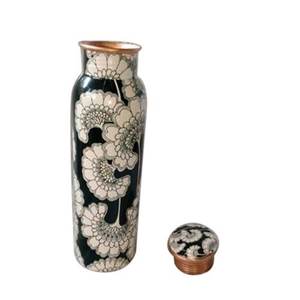 Botella de agua de cobre puro con diseño martillado, botella de agua decorativa grabada a mano - Product Image 6