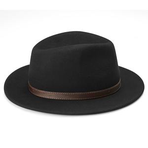 Sombreros Fedora de Color negro de Material de lana de alta calidad 100% de calidad superior para sombreros Fedora de diseño de logotipo personalizado Unisex - Product Image 2