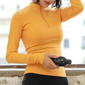 Camiseta Deportiva de Manga Larga para Mujer, Estilo Hip Hop, Transpirable, Ecológica, de Color Sólido, con Media Cremallera, de Secado Rápido, para Gimnasio, Yoga - Product Image 3