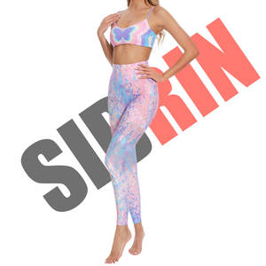 Conjunto de Yoga de dos piezas para mujer personalizado al por mayor, mallas sin costuras para mujer, pantalones transpirables de yoga y entrenamiento para correr, trotar, gimnasio - Product Image 4