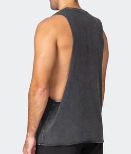 Hot Selling Custom Vintage Acid Washed Loose Fit Casual tank Tops Drop Arms Whole <b>Gym</b> Fitness <b>Men's</b> tank Top 100% CottonTank Top - Product Image 3