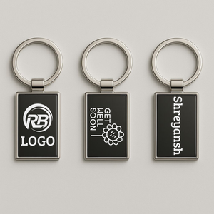 Porte-clés rectangulaire en métal personnalisable avec gravure de nom ou de logo, porte-clés d'entreprise personnalisé - Product Image 2