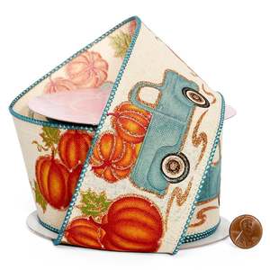 Halloween Decoration Pumpkin Delivery Truck on <b>Wired</b> <b>Ribbon</b> - Product Image 4