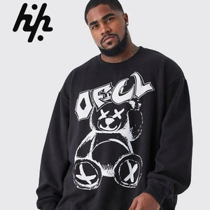 Huzaifa Pantalon de survêtement de haute qualité pour hommes Survêtement graphique en peluche surdimensionné Noir Imprimé XL Taille Printemps Hiver Saisons-OEM - Product Image 1