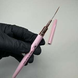 Pennello di Precisione A10jet 15 mm Rosa per Nail Art con Cappuccio, Manico in Metallo e Pelo di Kolinsky Puro per Disegni Raffinati - Product Image 3