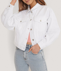 Vestes en jean à col rabattu, prix raisonnable, vente en gros OEM, vestes en jean bleues courtes, mode vintage, vestes en jean délavées pour femmes - Product Image 1