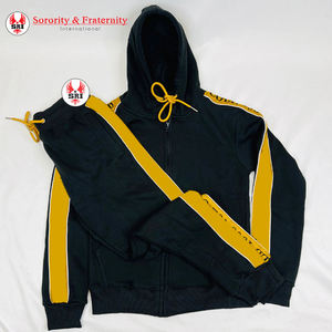 Nouveaux survêtements de sport Alpha Phi à col montant et manches rayées, brodés, 100% polyester - Product Image 6