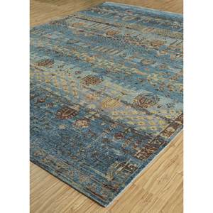 Alfombra de Lana Anudada a Mano Erbe GS-1015 Azul, Rectangular de 9x12, con Patrón de Medallón, para Decoración de Sala de Estar Juvenil - Product Image 2