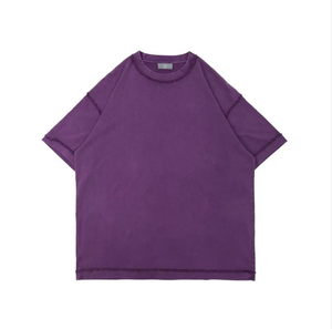 Buena calidad ácido lavado camiseta High Street negro Hip Hop logotipo personalizado de gran tamaño ácido lavado camiseta hombres lavado camiseta - Product Image 5