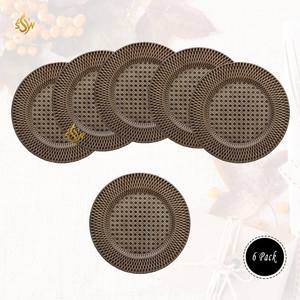 Ratán de alta calidad estándar bajo chapado cargador de ratán hecho a mano mantel para fiesta forma personalizada plato para servir comida en la India - Product Image 6