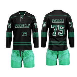 Uniformes de hockey sur glace personnalisés pour hommes avec impression du nom de l'équipe sur mesure, taille personnalisée, 100% polyester, haute qualité, fabriqué au Pakistan, service OEM - Product Image 3