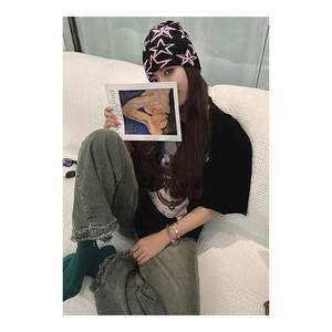 Gorros Personalizables de Punto, Mezcla de Lana, Diseño Jacquard con Letras y Estrellas, Estilo Lindo de los 2000, Cálido, Suave, de Alta Calidad y Moda - Product Image 5