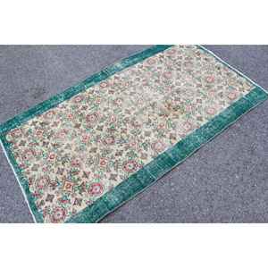 Alfombra Vintage, Alfombra Decorativa de 3.5x6.1 pies, Alfombra Turca de Lana con Rayas Verdes - Product Image 3