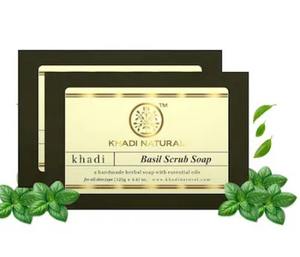 Jabón exfoliante de albahaca natural Khadi de suministro directo de fábrica para piel suave o suave y radiante disponible para suministro al por mayor - Product Image 1