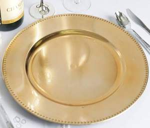 Série de plats de haute qualité de Style moderne, Table à manger de couleur dorée, décoration de mariage, plaque de chargement en métal pour thème de luxe - Product Image 3