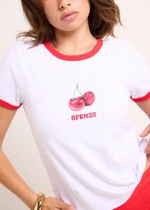 Camiseta de Mujer con Cuello y Mangas en Contraste, Estampado Ecológico, Corte Holgado, para Verano - Product Image 5