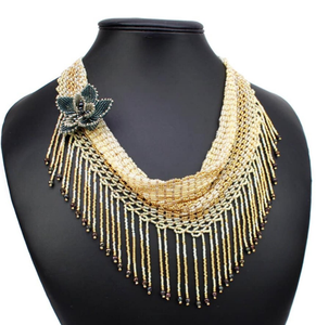 Magnifique collier écharpe perlé fait main de haute qualité, style western unique, bandana perlé à franges - Product Image 2