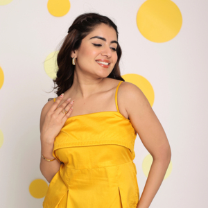 Top tejido de algodón Natural 100% para mujer, amarillo sólido, corto, sin mangas, botón decorativo, dulce ajustado, ropa de fiesta, Top corto - Product Image 1