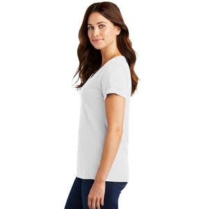 Camiseta blanca de manga corta con cuello redondo orgánico de alta calidad para mujer - Product Image 3