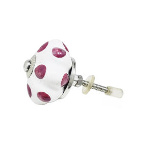 Perillas de cerámica de melón blanco con lunares fucsia, tiradores de cajón de calidad de exportación Industrial para dormitorio, comedor - Product Image 2