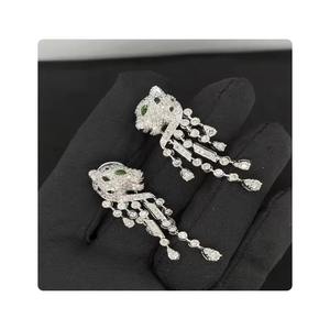 Pendientes Pantera de Oro de 14kt con Pureza de Diamante Genuino DE LA Mujer | Pendientes de Lujo Proveedor de Exportación a Granel de India - Product Image 5