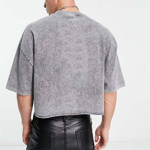 เสื้อยืดเจอร์ซีย์350 GSM สำหรับผู้ชายเสื้อยืดคอกลมคอเสื้อกระดุมพิมพ์ลายใหม่ขอบดิบ3D ผ้าถักดีไซน์ใหม่ - Product Image 5