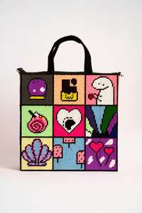 กระเป๋าถือทำมือจากแก้วหลากสี MS Handicraft พร้อมหูหิ้ว กระเป๋าถือลำลอง งานฝีมืออินเดีย รูปทรงตามสั่ง กระเป๋าทรงบาแกตต์ - Product Image 5