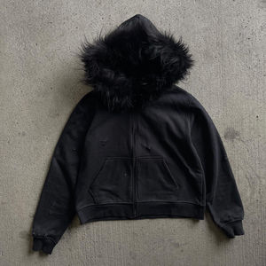 เสื้อฮู้ดแขนสั้นมีฮู้ดสำหรับผู้ชายเสื้อฮู้ดแบบมีซิปผ้าคอตตอนเนื้อแข็งออกแบบได้ตามที่ต้องการ - Product Image 5