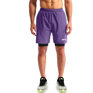 Short de sport 2 en 1 pour homme athlétique Short de sport léger avec doublure intérieure de compression et poche pour téléphone sécurisée - Product Image 1