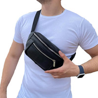 Riñonera Unisex de Cuero Genuino Personalizada, Riñonera Elegante para Hombre y Mujer, Logotipo Grabado, Cierre de Cremallera Impermeable y Altamente Duradero