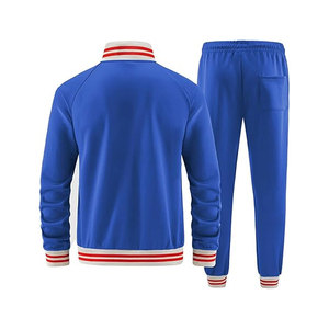 ชุดวอร์มมีซิปสำหรับผู้ชายชุดกีฬาขนแกะสองชิ้นเหมาะสำหรับการวิ่งฝึกซ้อมและกิจกรรมกลางแจ้งสีน้ำเงิน - Product Image 2