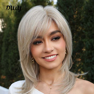 Poppy-DWY Free Part Blonde <b>Short</b> Synthetic <b>Wig</b> with Transparent Lace Front Mono Color - Product Image 3