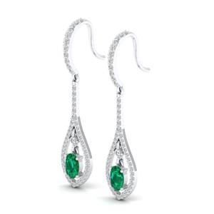 REYES Boucles d'oreilles en moissanite certifiée GRA en or étincelant 14K pour femmes, taille ovale, bijoux en pierres précieuses émeraude 1ct - Product Image 3