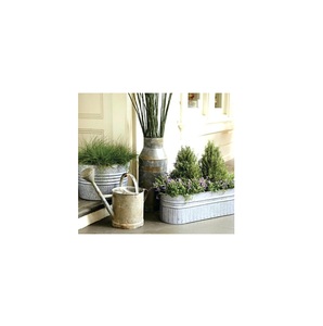Flower Bucket Home Garden Decorative Hot Sale Metal Galvanized Flower Pot <b>Set</b> of Two Galvanized Planter Indoor Outdoor - Product Image 3