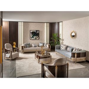 Modern Luxury L-Shape Living Room <b>Sofa</b> Set <b>Wood</b> <b>Frame</b> Fabric Upholstered Lounge Seating for Mall Entry Hotel Villa Apartment - Product Image 1