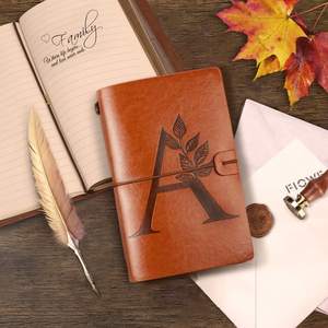 Agenda personnalisé avec étiquette en cuir, couverture rigide, calendrier, étui, sangle, reliure cousue, format A5/A6, cadeau personnalisé - Product Image 5