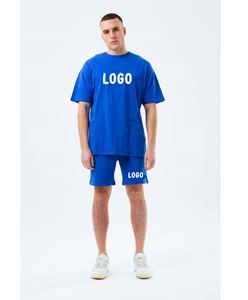 Camiseta con cuello acanalado de algodón pesado con estampado personalizado para hombre, diseño de hombro caído de gran tamaño para verano - Product Image 6