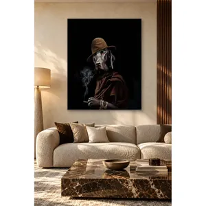 Impression sur toile Fida Cowboy Hat Smoking Dog - Product Image 1