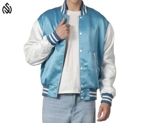 Chaqueta Universitaria de Satén de Dos Tonos, Chaqueta de Béisbol de Satén con Bordado Personalizado, Chaqueta de Invierno para Universidad y Escuela - Product Image 6