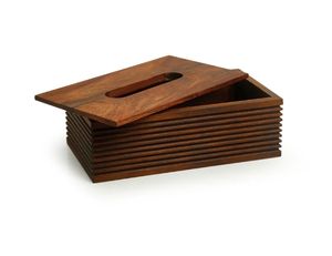 Ondas de madera soporte de caja de pañuelos hecho a mano en madera de Sheesham diseño elegante de decoración del hogar para sala de estar baño estilo antiguo - Product Image 3