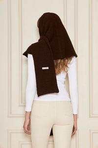 Poncho-châle chic pour femme à capuche en tricot, élégant, chaud, doux au toucher, respirant, écharpe d'hiver à capuche, tricot multifonctionnel - Product Image 5