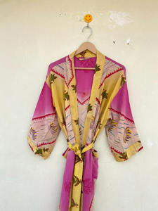 <b>Pink</b> Recycled Kimono Anniversary <b>Gift</b> for Her Nightwear Robe Beachwear Robe - Product Image 5