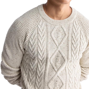 Jersey de cuello redondo para hombre, suéter de punto de manga larga con textura de gofre, suéter de talla grande con diseño acanalado informal transpirable - Product Image 6