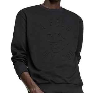 Sudadera de cuello redondo de manga larga con diseño en relieve 3D de color gris de primera calidad para hombre a la venta en precios bajos - Product Image 1