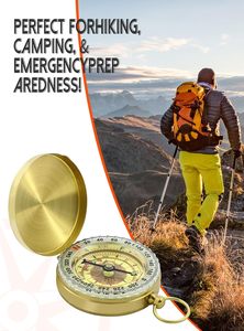 Boussole vintage étanche en cuivre classique avec motif circulaire pour la randonnée, la survie et la navigation en plein air - Product Image 5